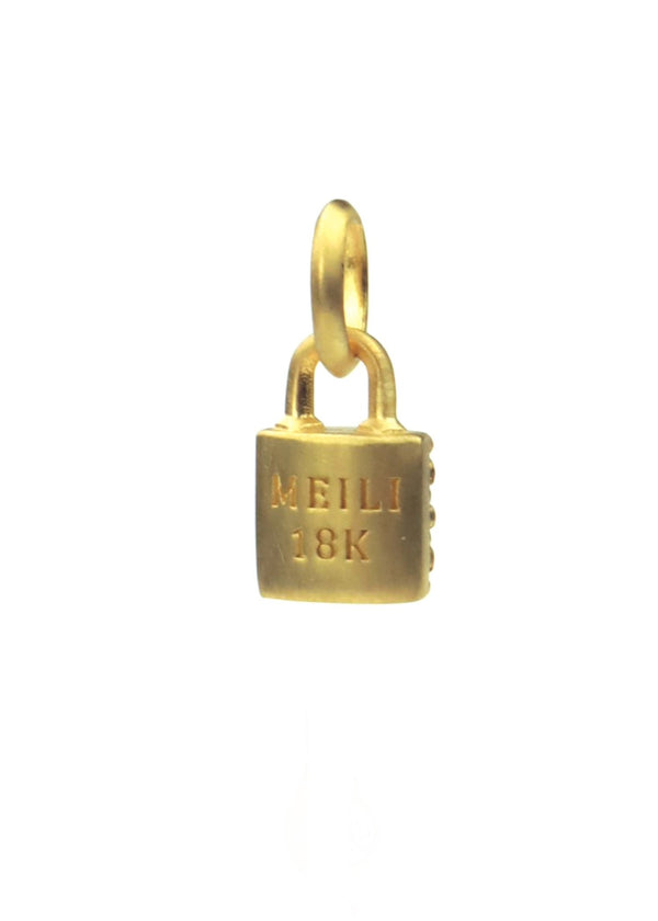 Chunky Pave Lock Emblem - Meili Fine Jewelry