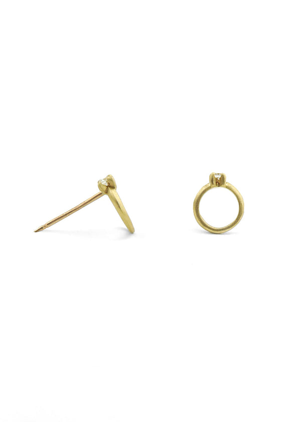 Devotion Emblem Stud Earrings - Meili Fine Jewelry