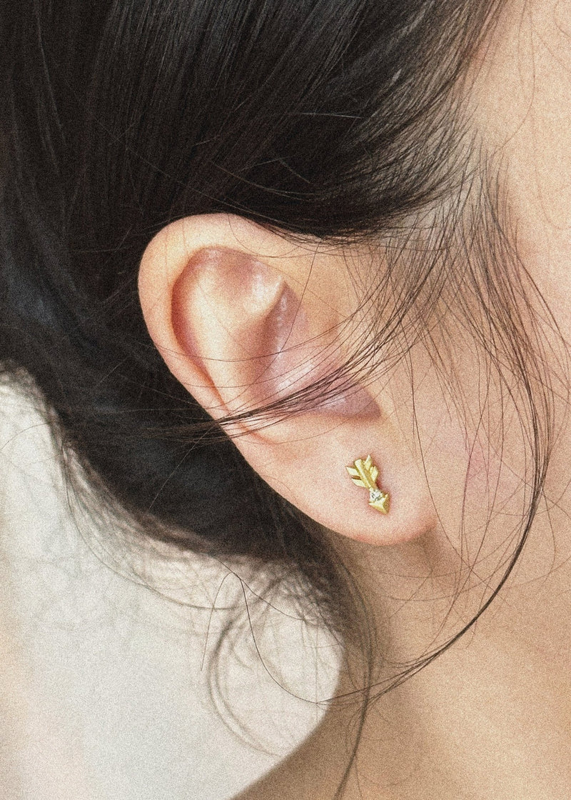 Direction Emblem Stud Earrings - Meili Fine Jewelry