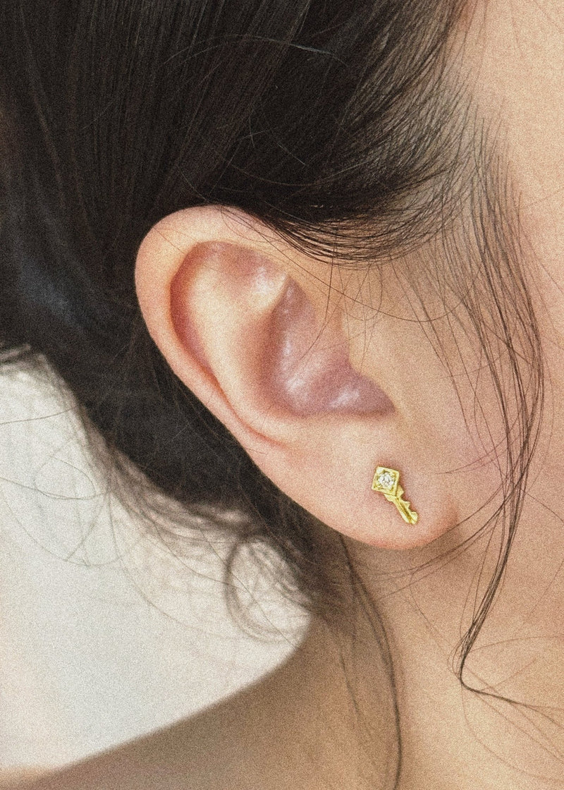 Key Emblem Stud Earrings - Meili Fine Jewelry