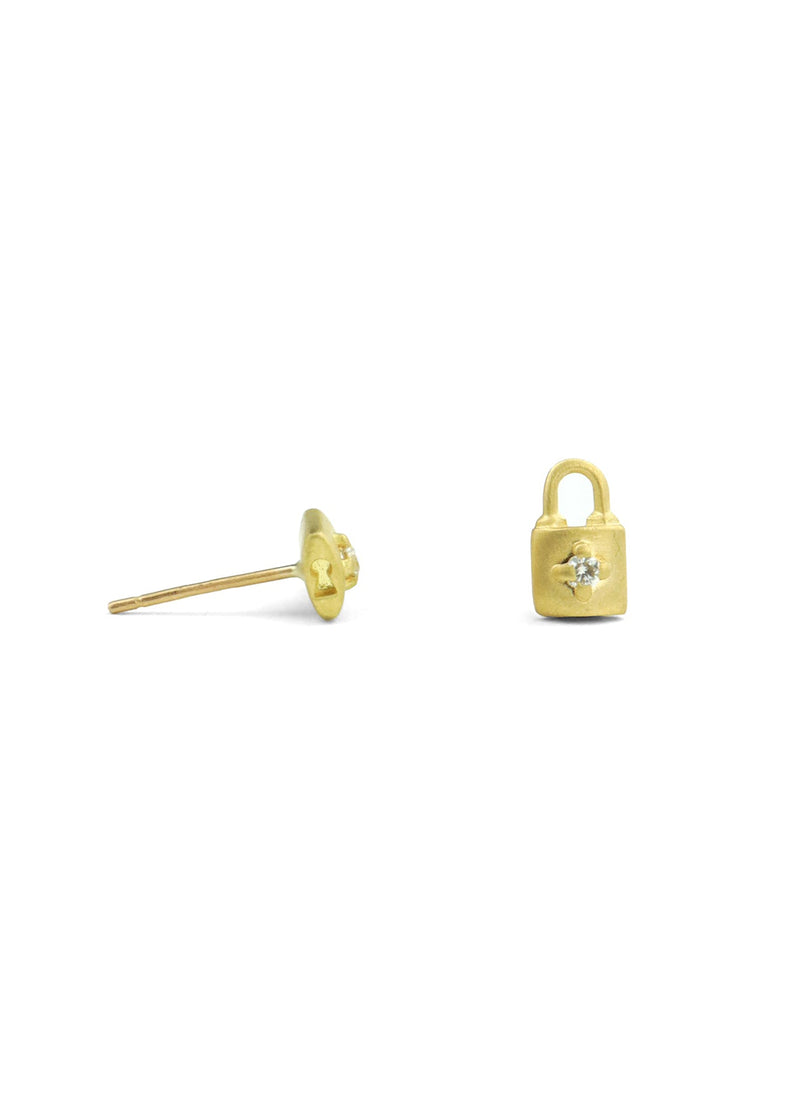 Lock Emblem Stud Earrings - Meili Fine Jewelry
