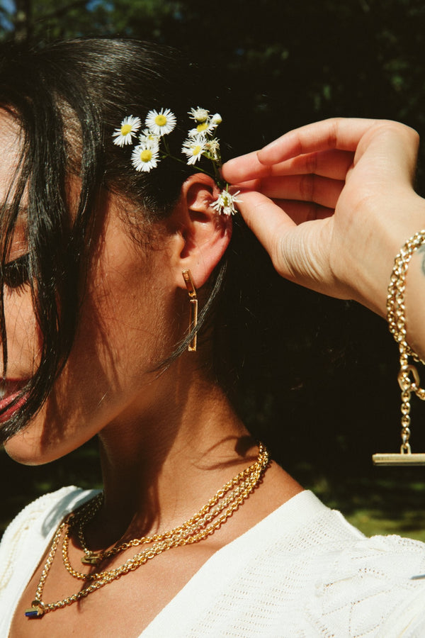 Double Drop Pillar Earrings - Meili Fine Jewelry